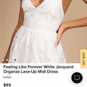 Worn once lulus dress perfect for bridal shower or rehearsal dinner.